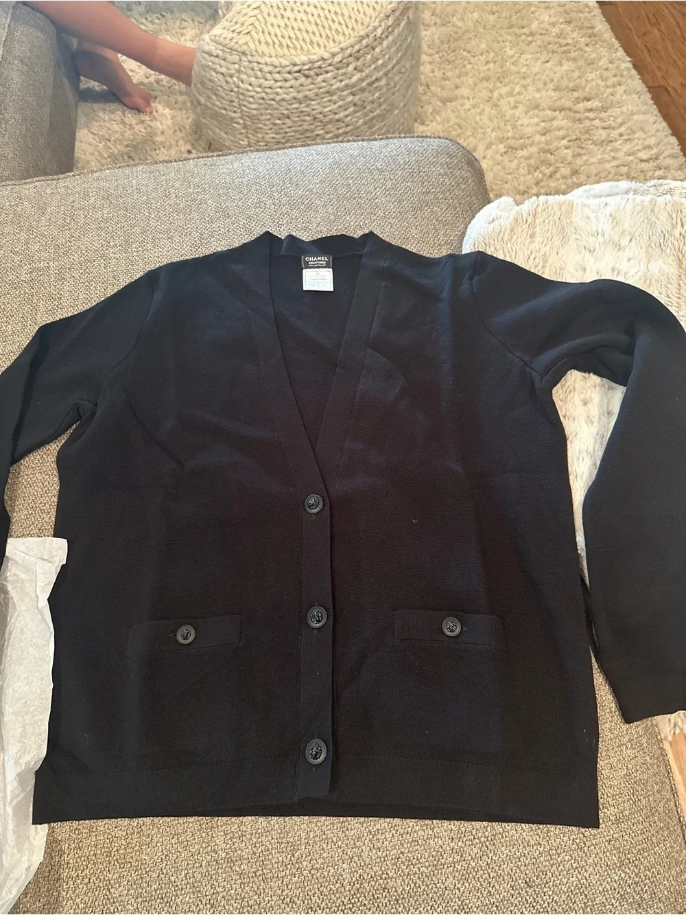 Chanel Classic Black Button-Front Cardigan
